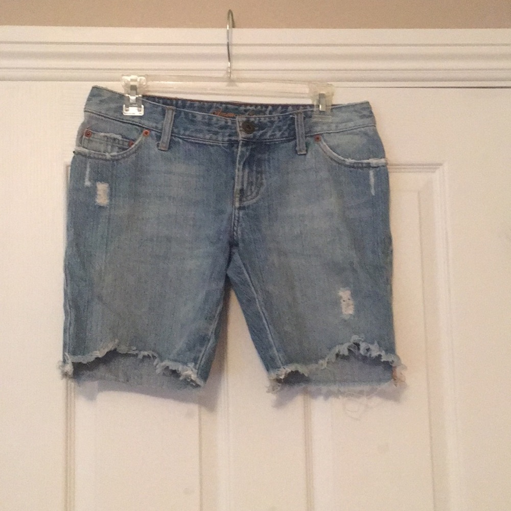 Distressed Long Jean Shorts